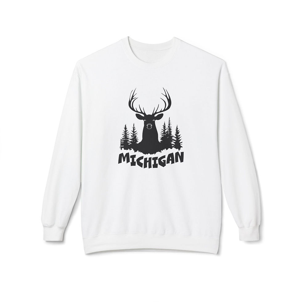 Thumbnail: Michigan Buck Unisex Midweight Fleece Crewneck Sweatshirt