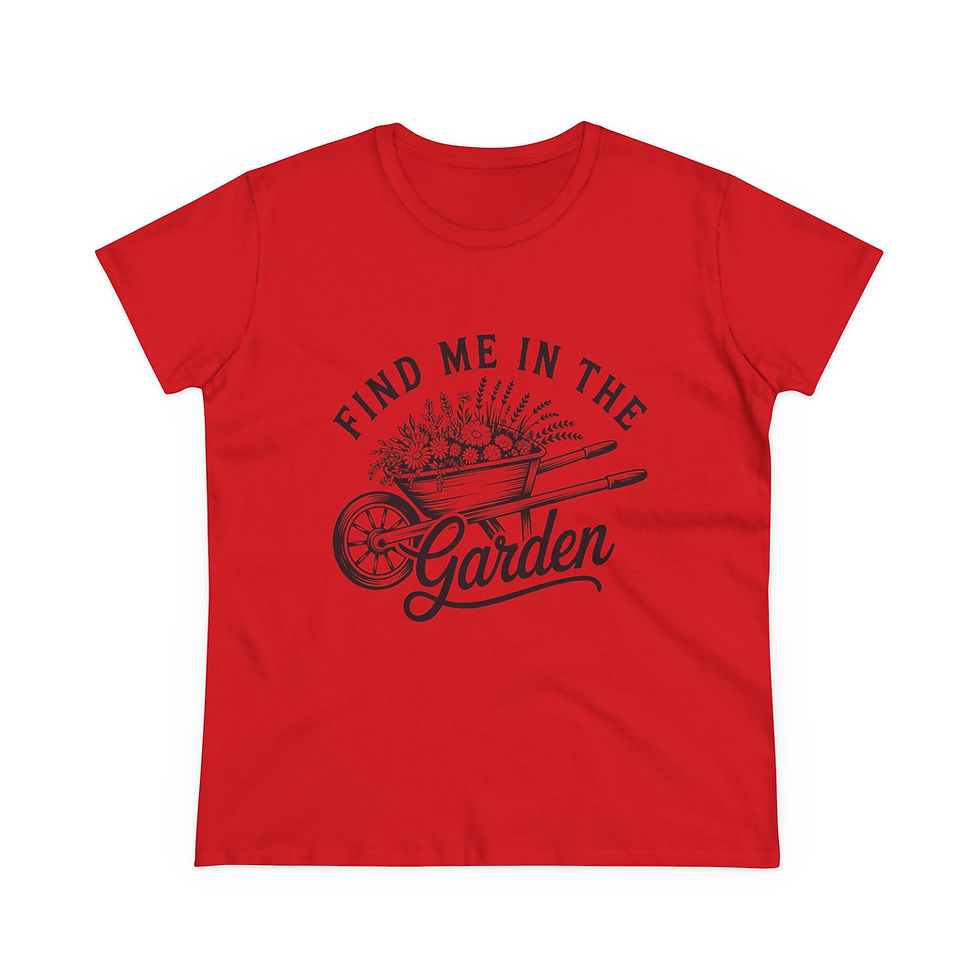 Thumbnail: Find Me in the Garden Tee — Women’s Cotton T‑Shirt with Wheelbarrow Design