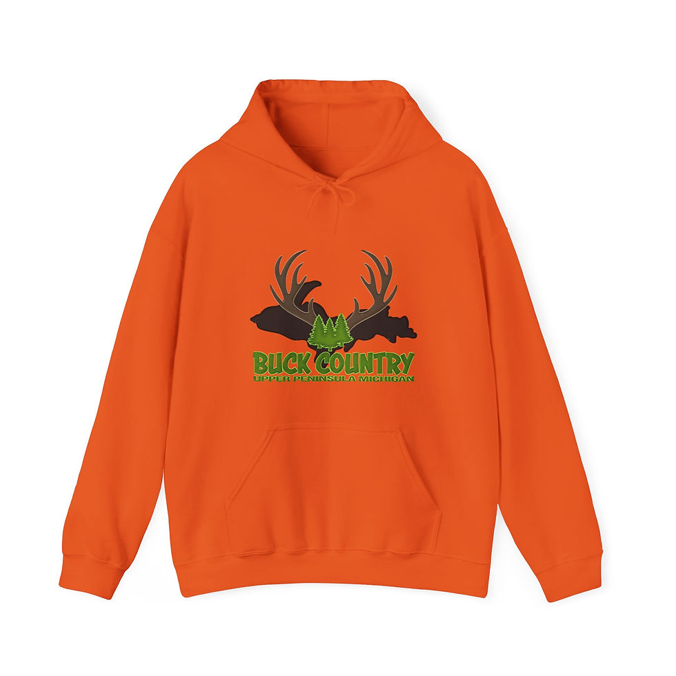 Thumbnail: Buck Country Upper Peninsula Michigan Unisex Heavy Blend™ Hooded Sweatshirt