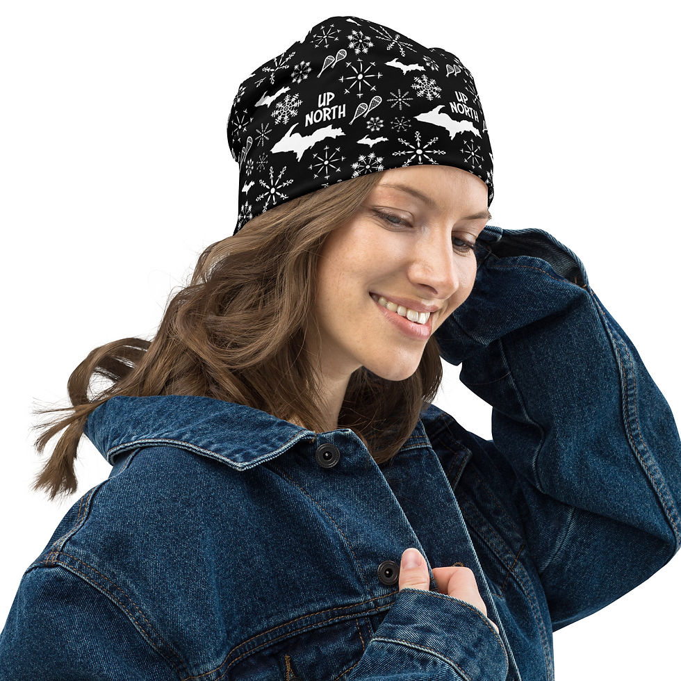 Thumbnail: UP North Print on Black Beanie