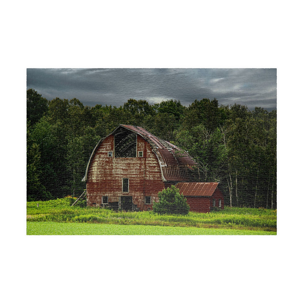 Thumbnail: Michigan Country Road Red Barn Jigsaw Puzzle (2 sizes)