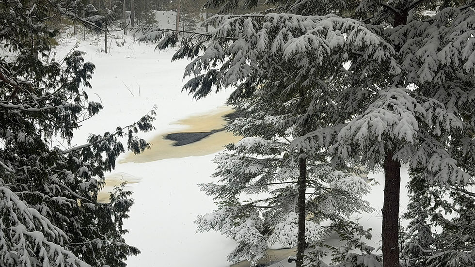 Winter river ice heart in nature.