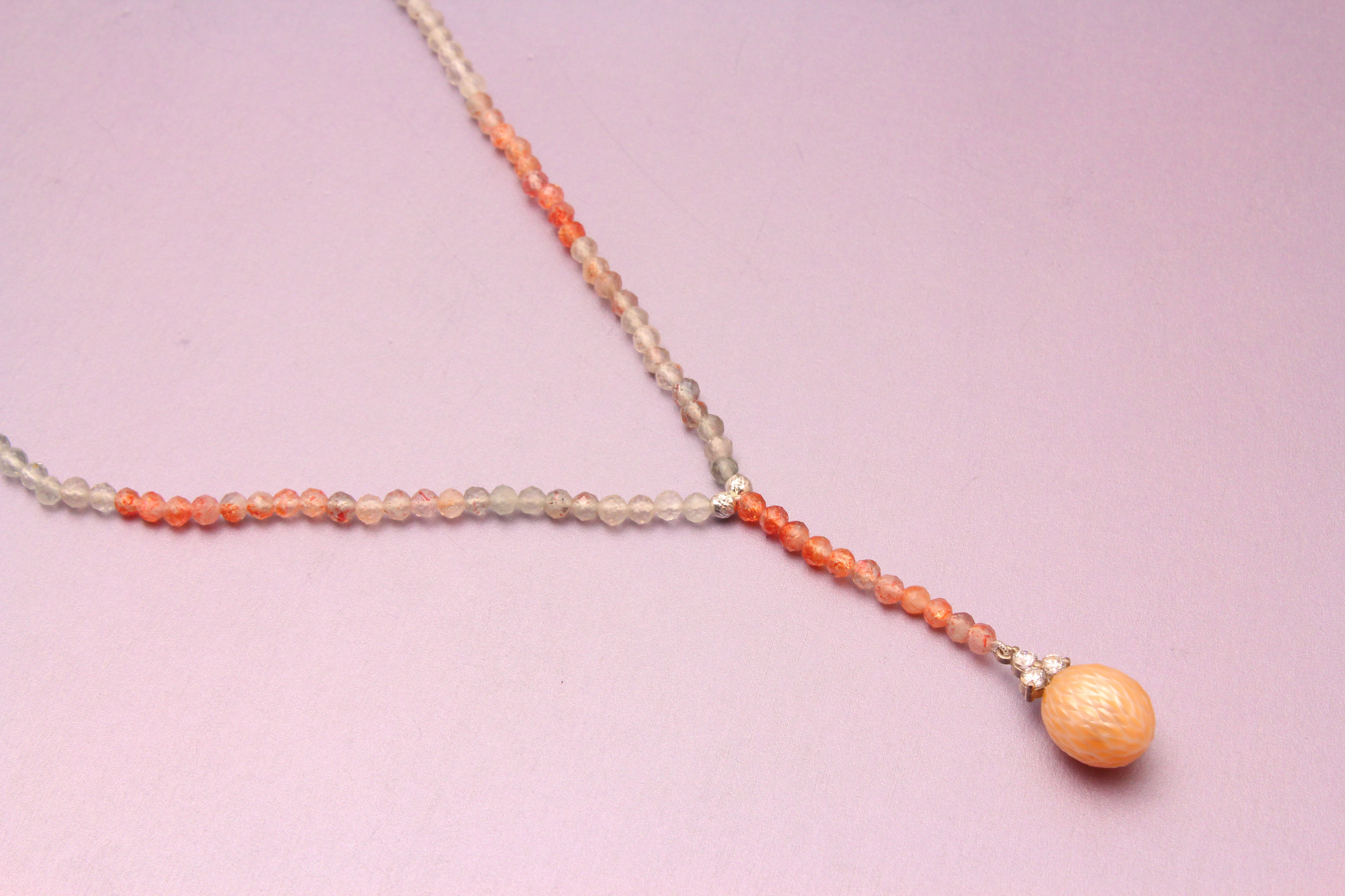 Sunstone and Pearl Necklace