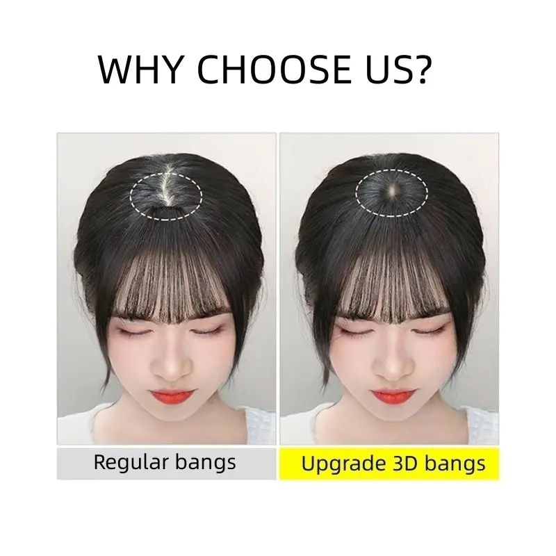 Thumbnail: 100% Human Hair Bangs Fringe for Women Straight Hair Toppers Wispy Bangs Natural