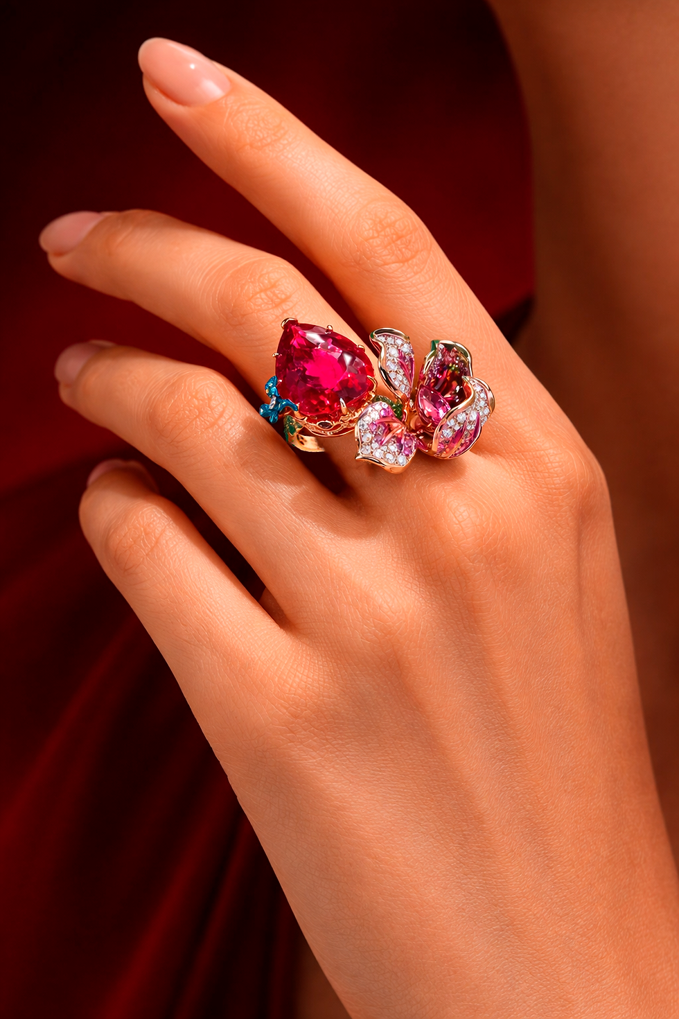 Elegant ruby and floral ring close-up.png