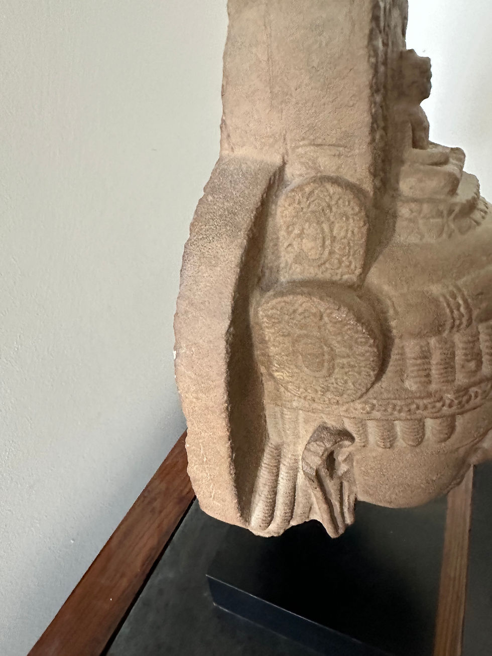 Thumbnail: 43) Stone Carved Cambodian Buddha Head on Stand