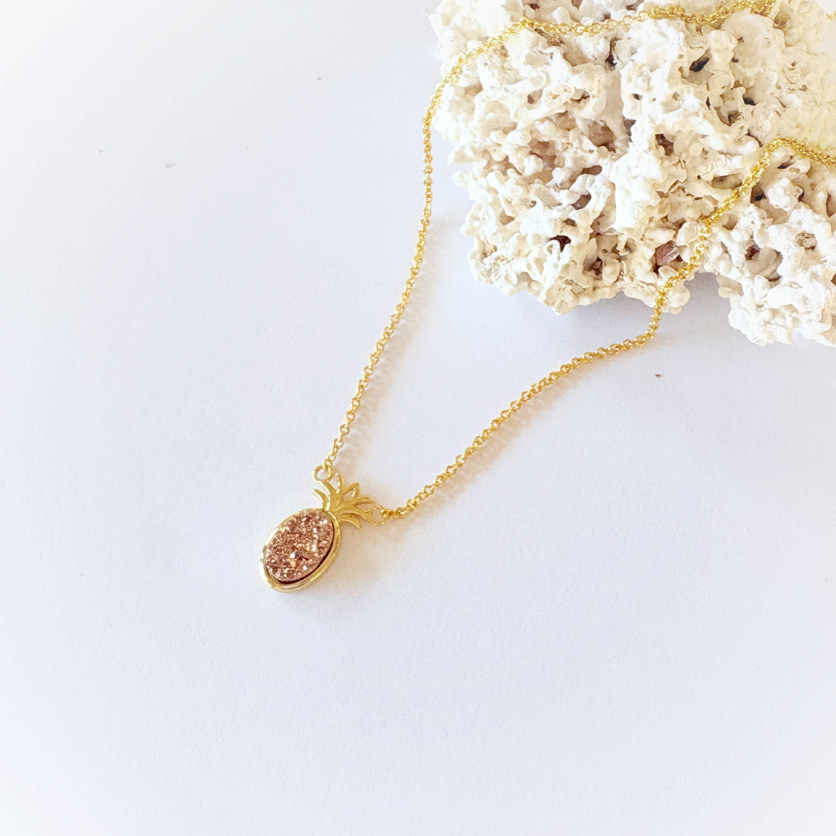 Druzy Stone Pineapple Necklace