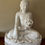 Thumbnail: 13)  Seated White Marble Cambodian Buddha