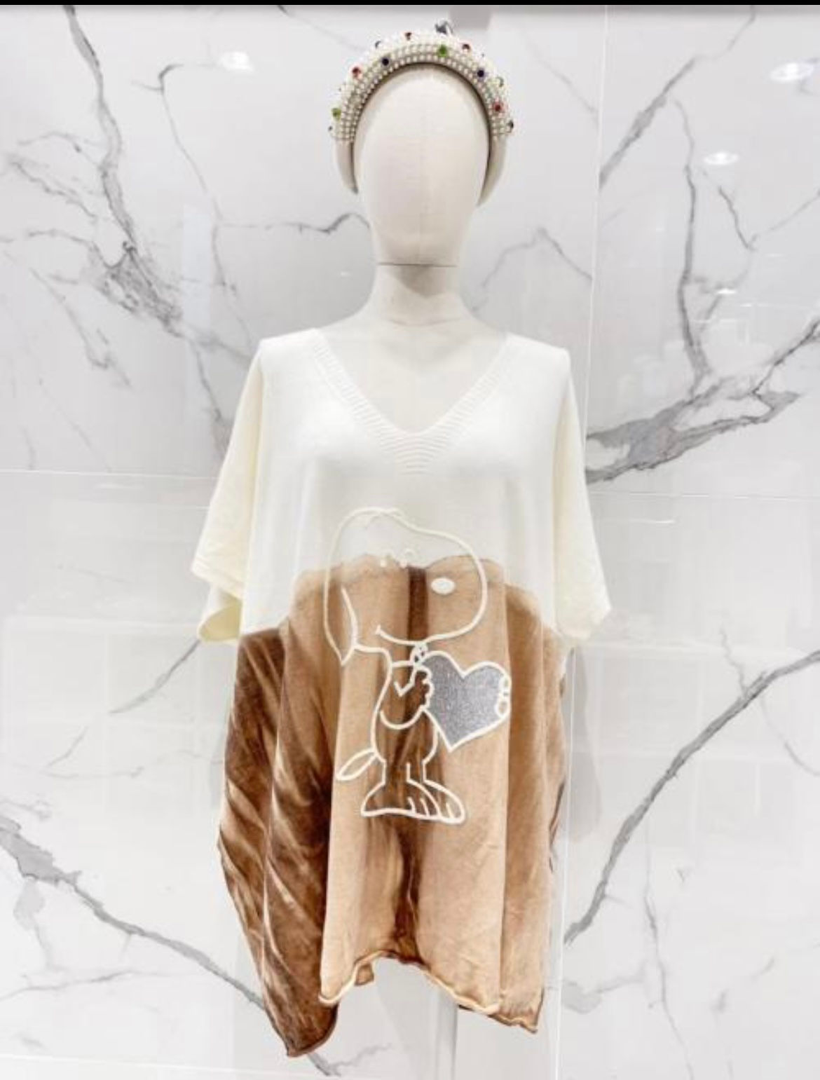 Pull tie and dye Snoopy marron grande taille 
