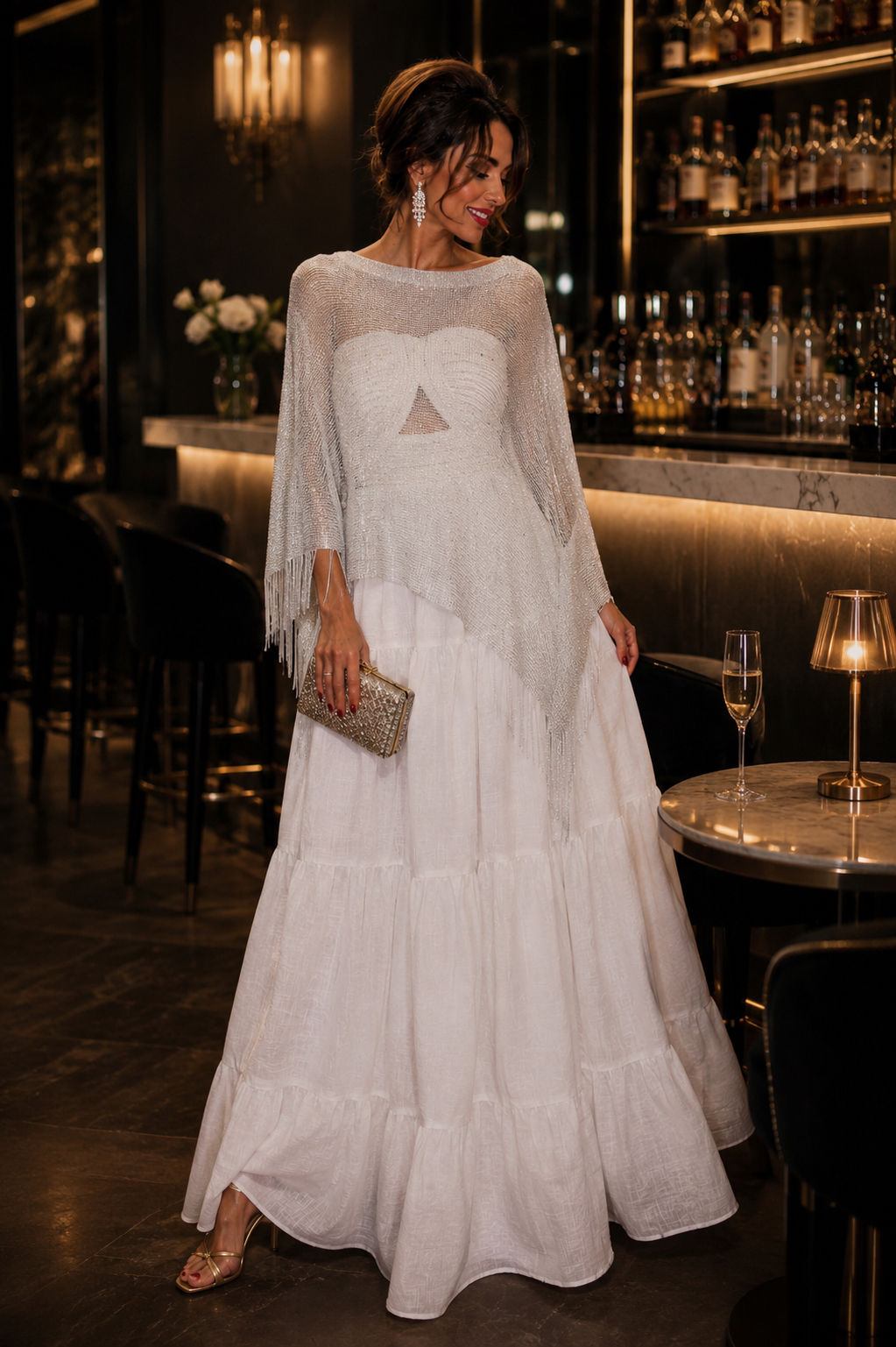 Pull argent en strass