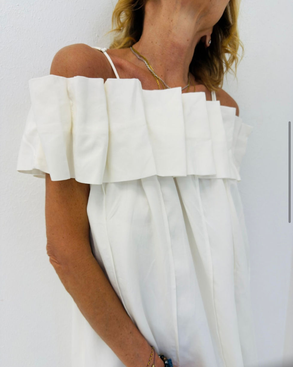 Miniature : Robe blanche avec bandeau fronce 