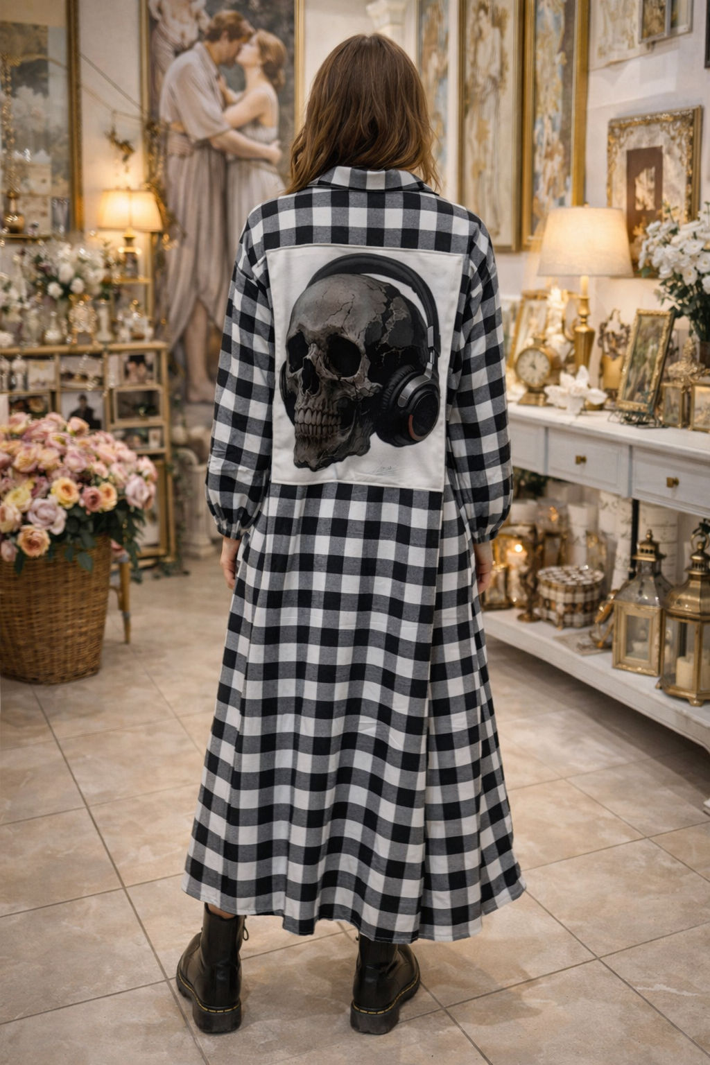 Robe à carreaux création