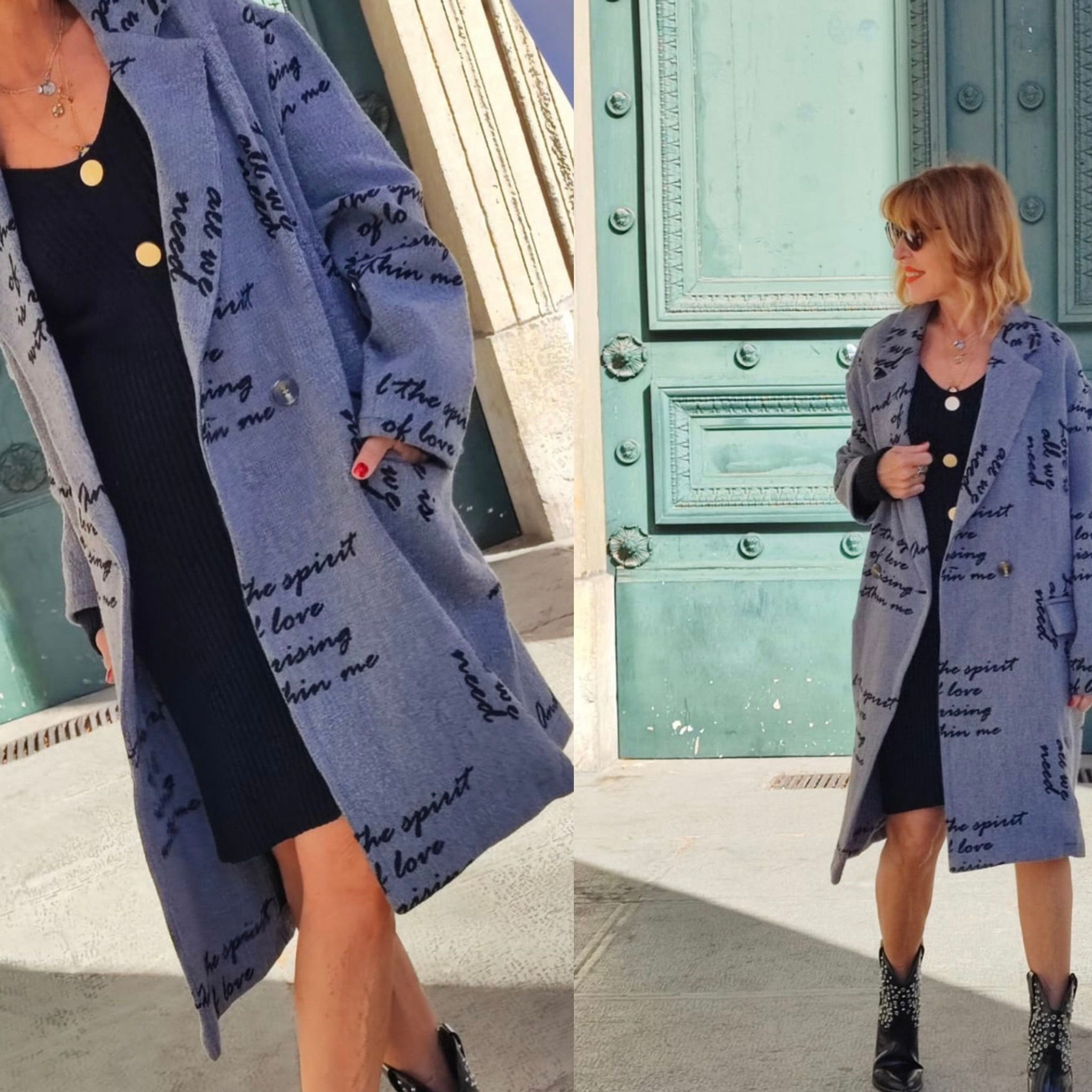 Manteau gris imprimé 