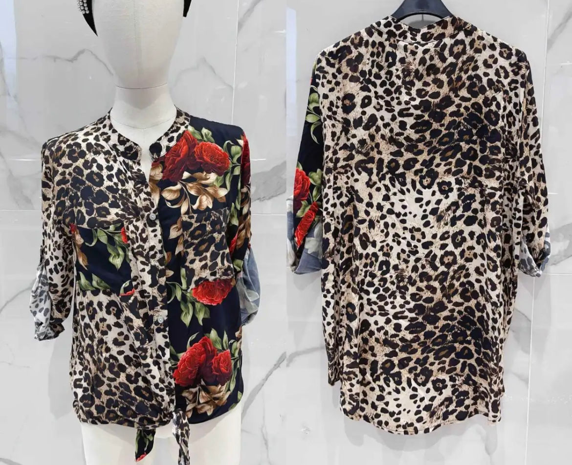 Chemise léopard avec fleurs 