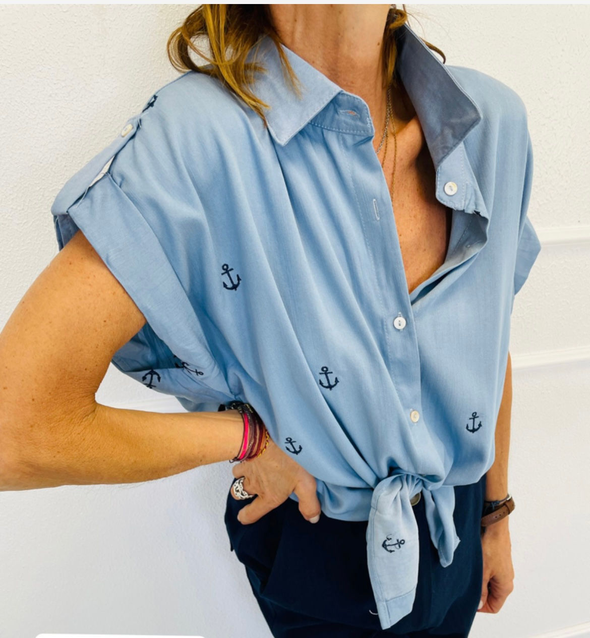 Chemise bleu ancre marine 