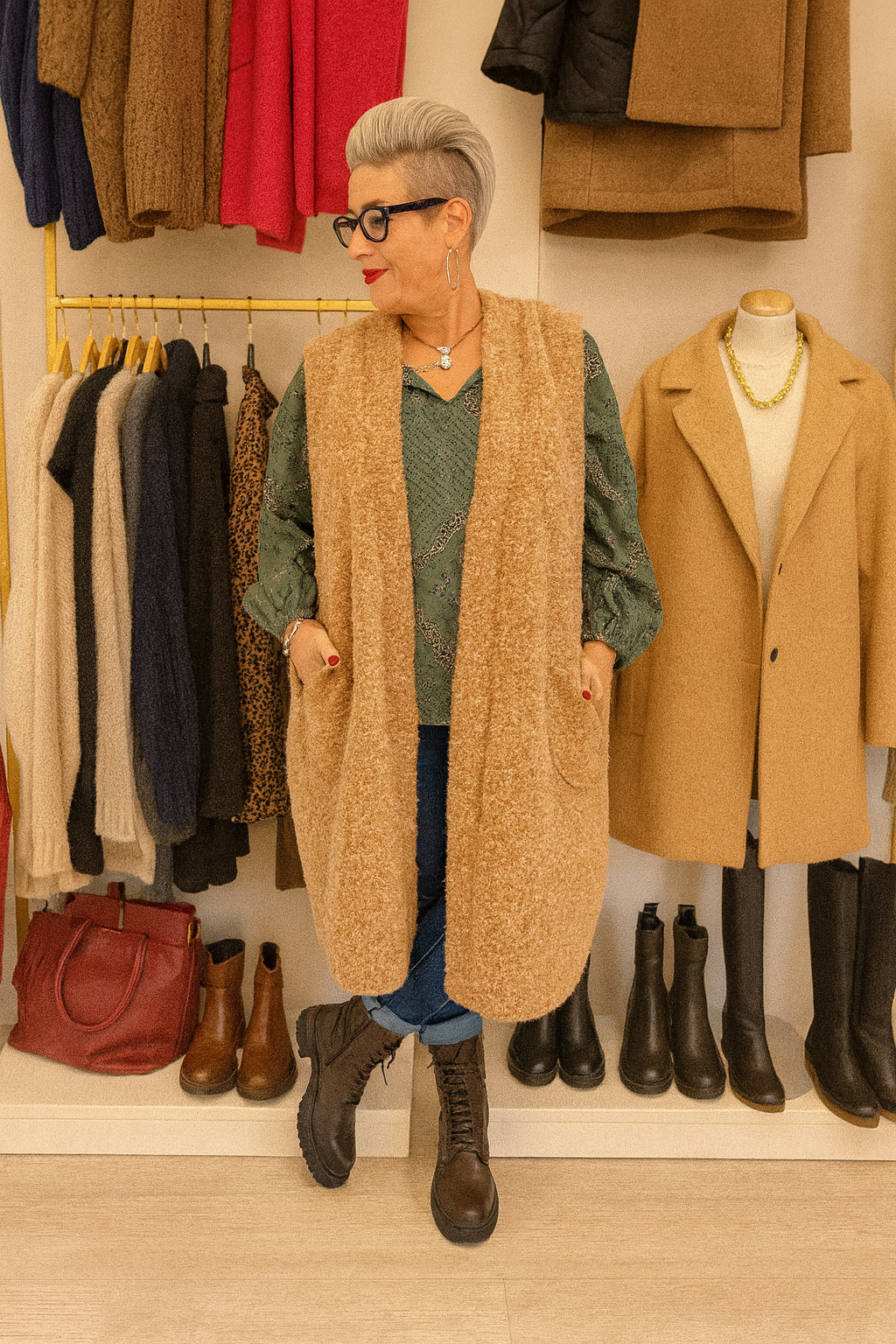 Gilet camel laine bouillie 