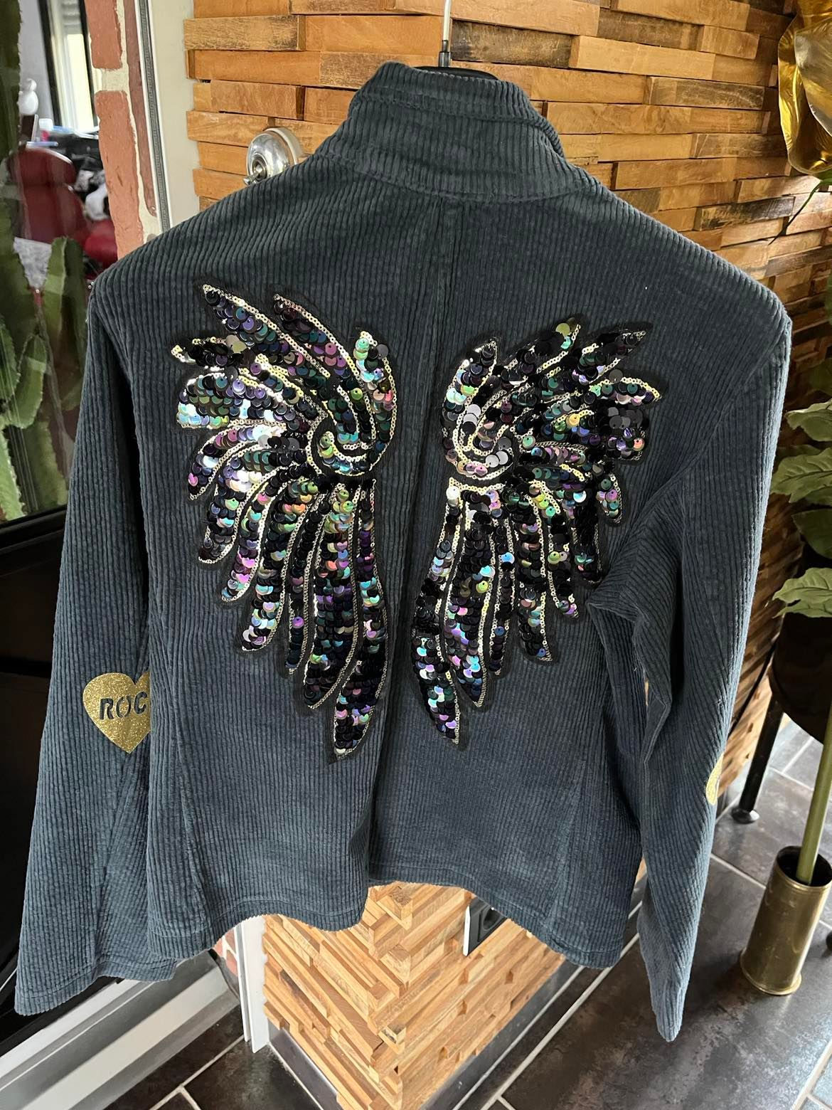 Veste création velours et ailes fin de série 