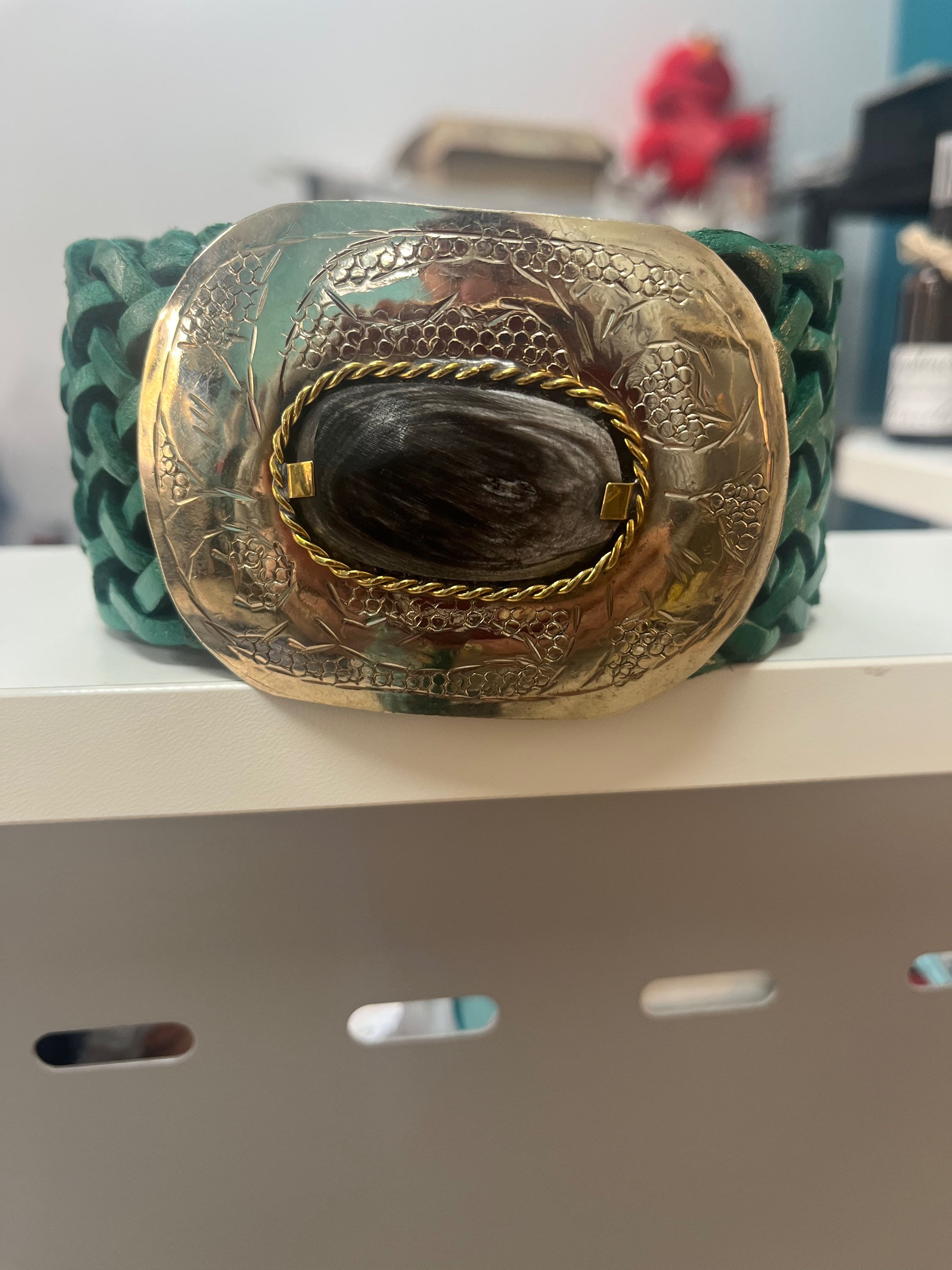 Ceinture verte boucle noire 