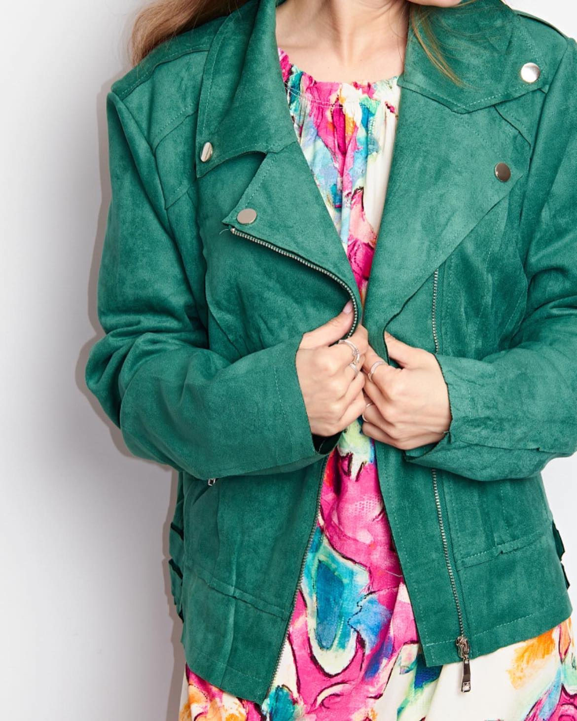 Veste Suedine vert sapin SOLDE 