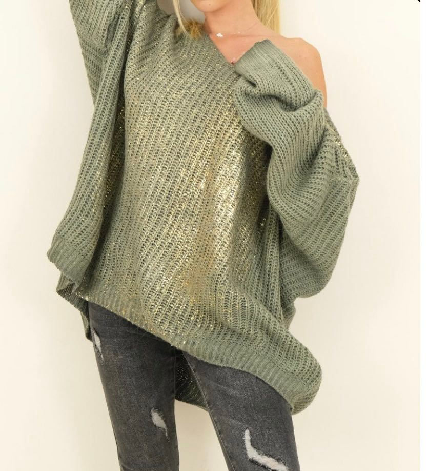 Miniature : Pull oversize kaki et or