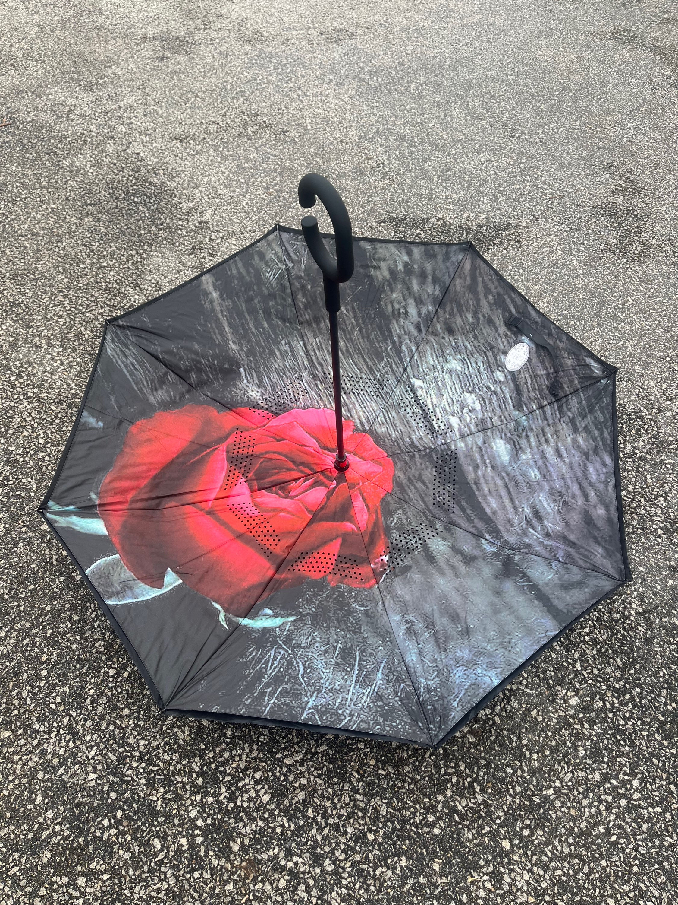 Parapluie inverse fleurs 