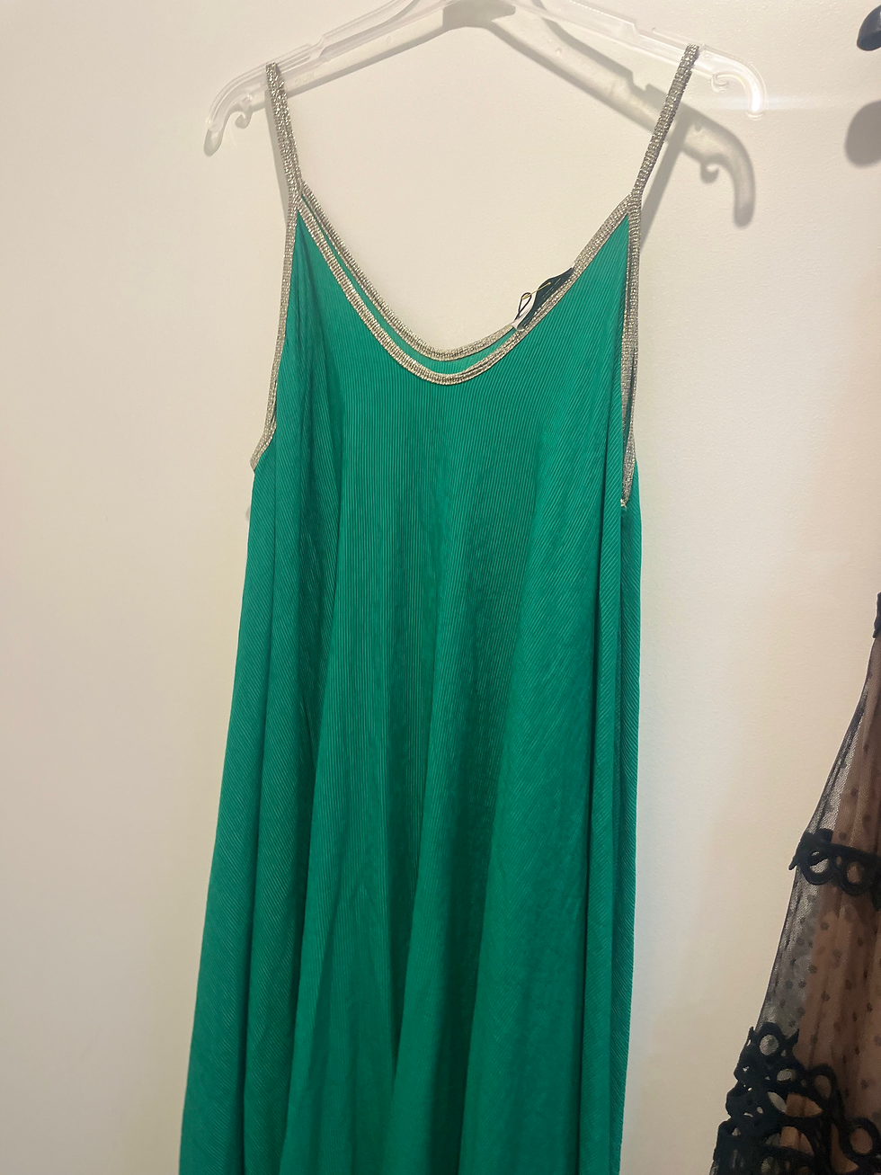 Robe fines bretelles vert Brésil