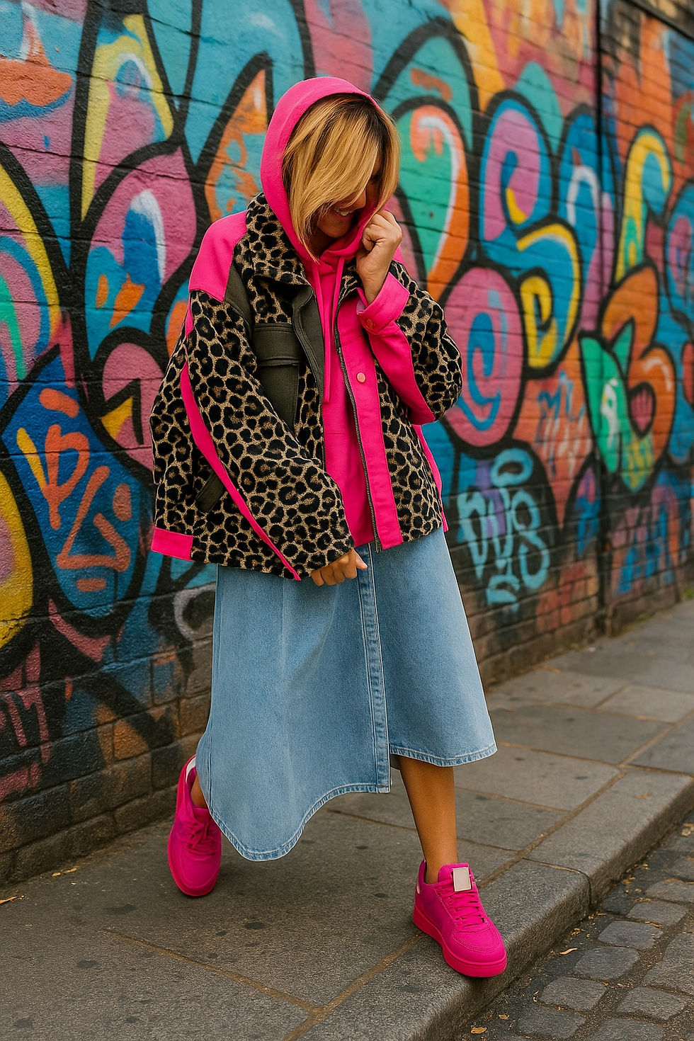 Blouson léopard et rose fuchsia