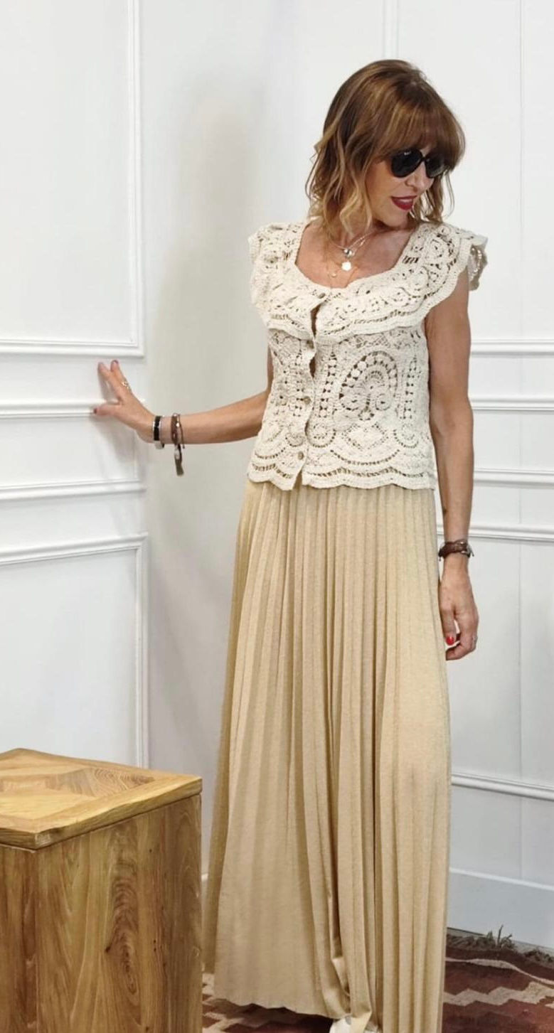 Jupe plissée or lurex 