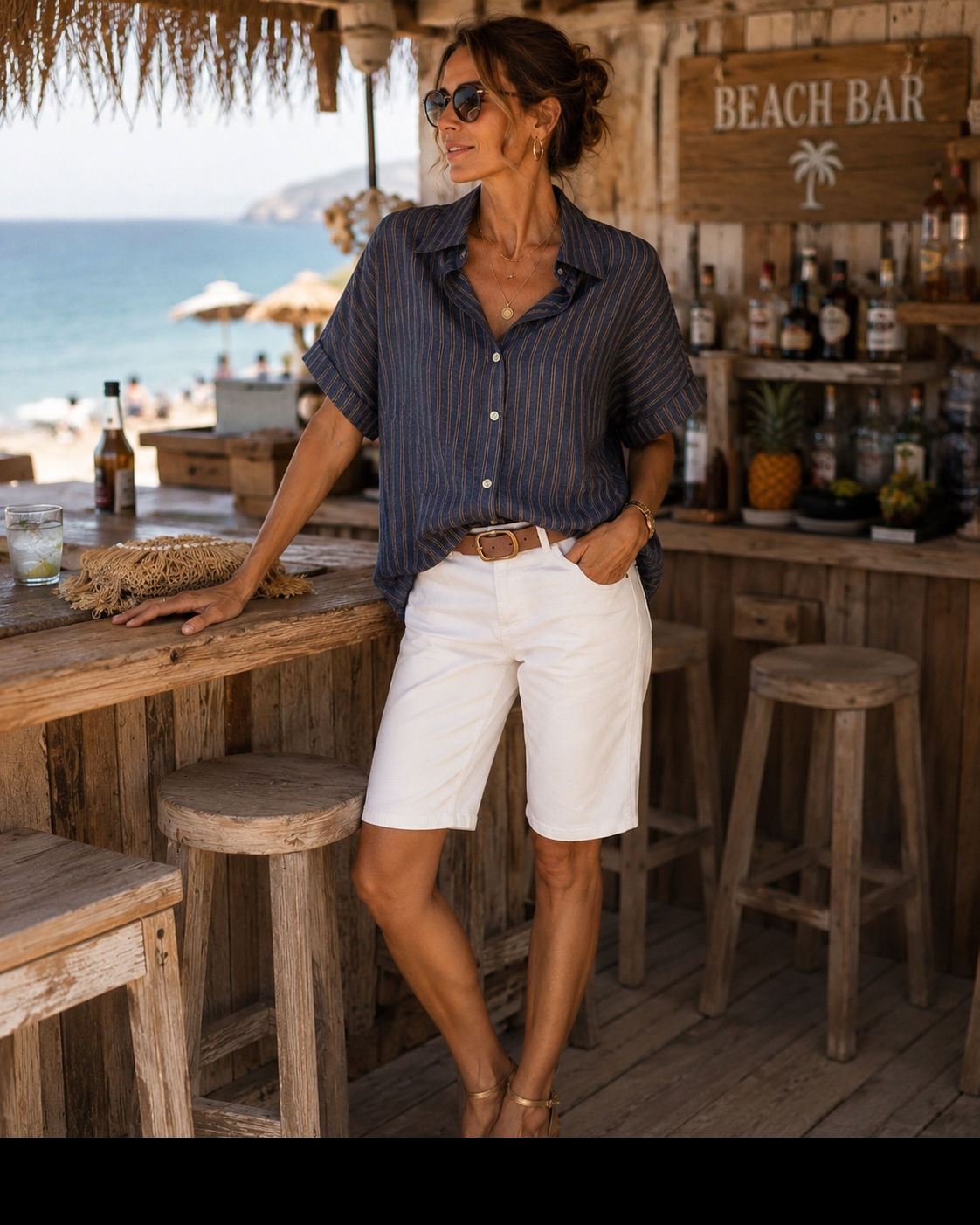 Chemise rayée bleu marine et chocolat