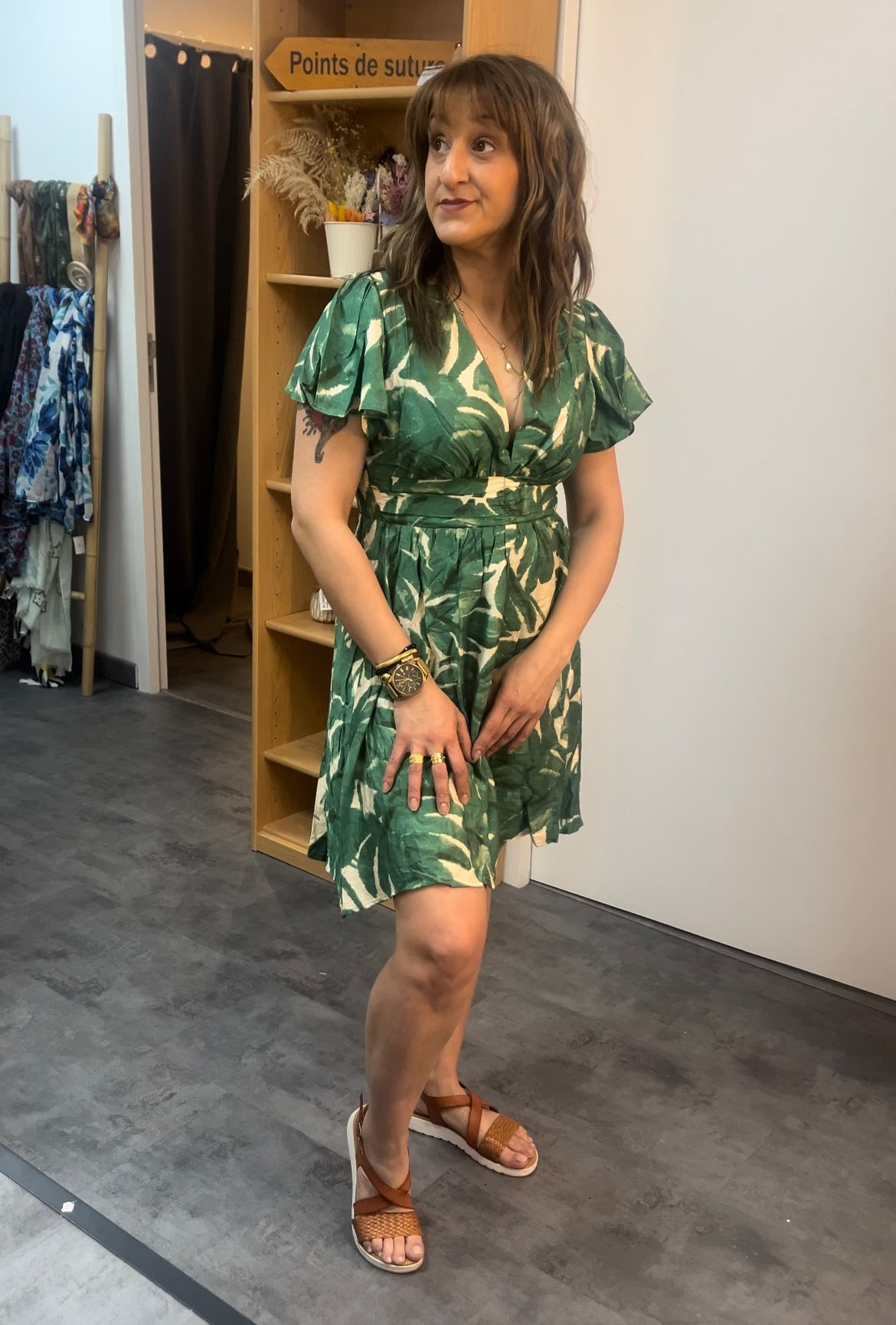 Robe verte courte marque In April 1986