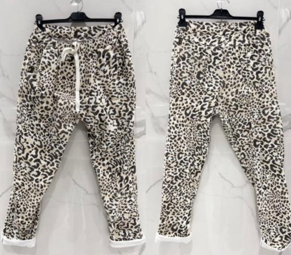 Pantalon léopard blanc velours 