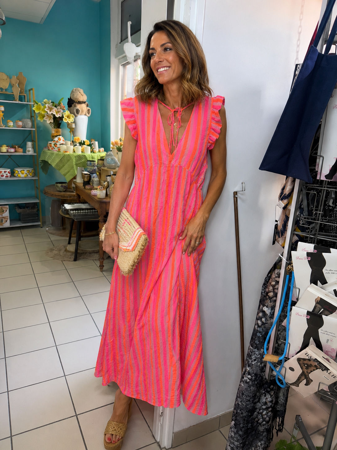 Robe fluo gaze de coton