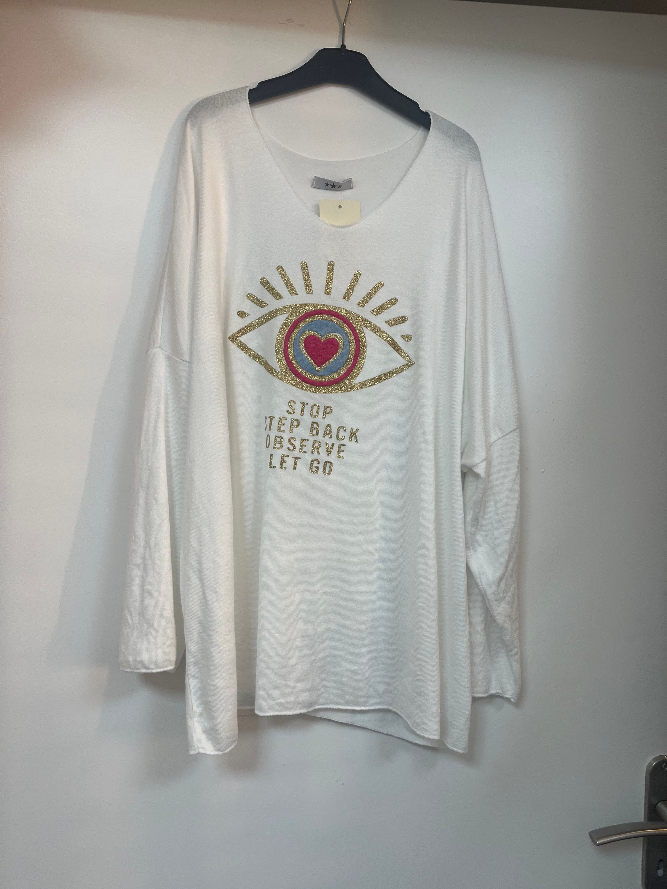 Pull blanc yeux Gold 