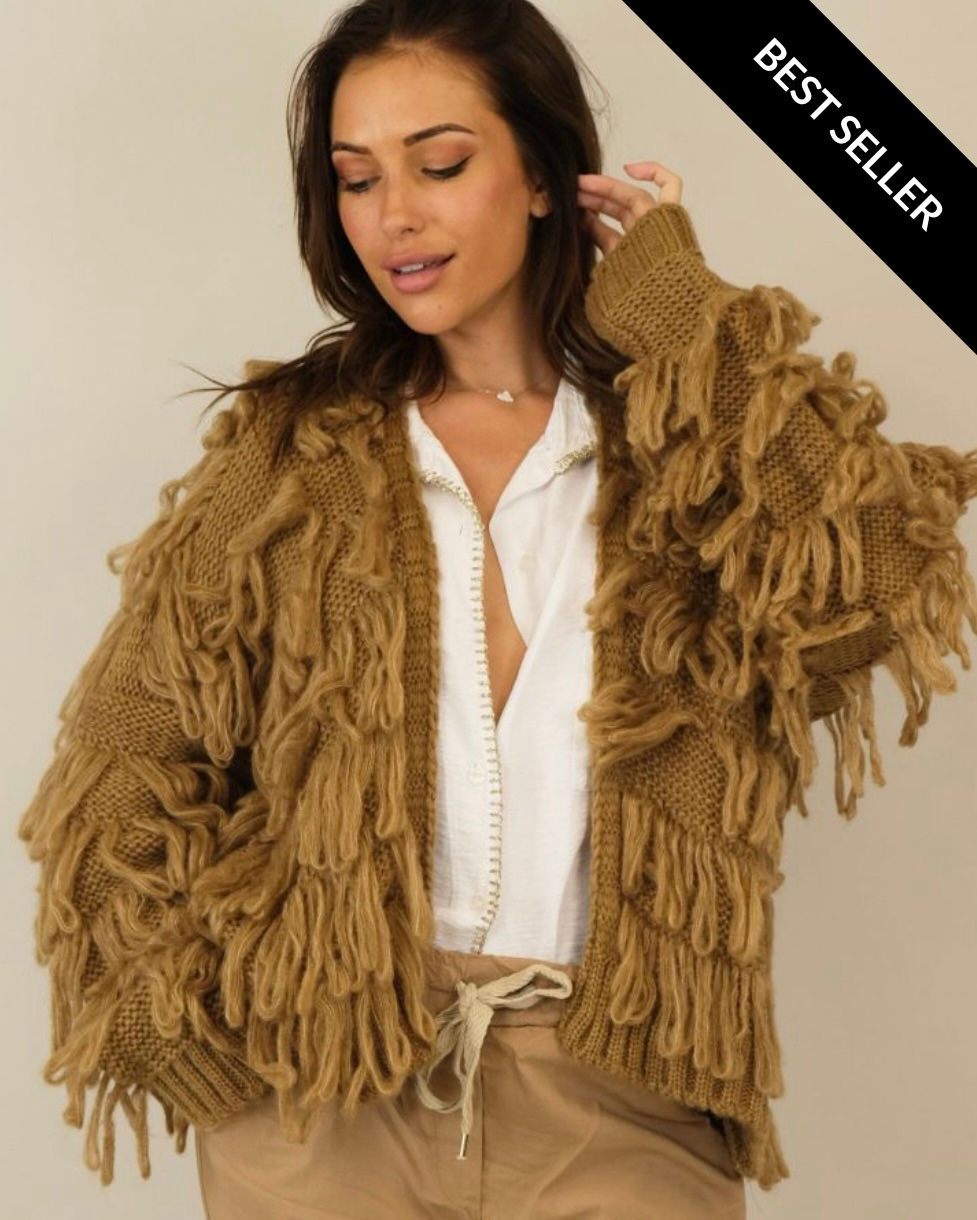 Gilet camel à franges 