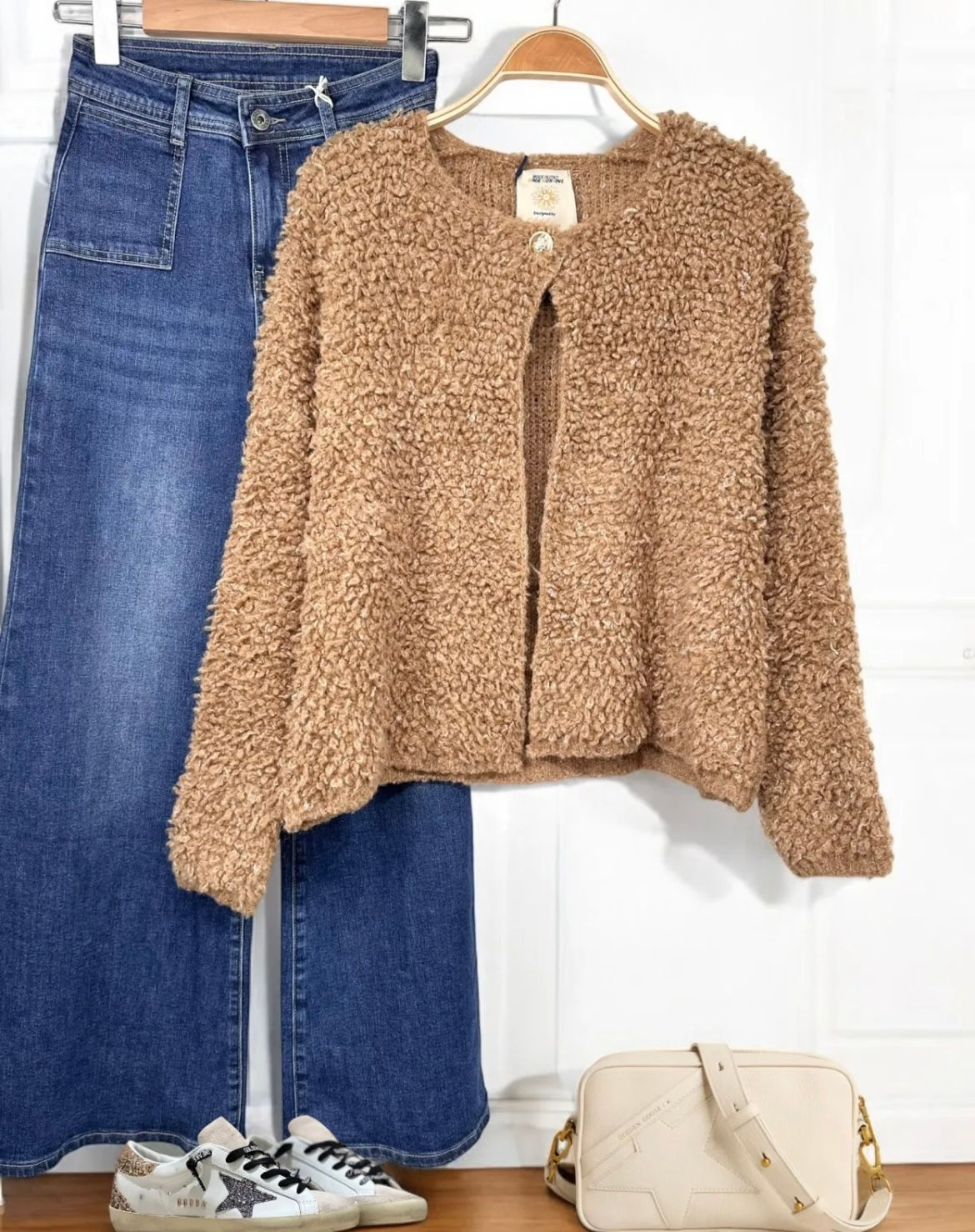 Gilet bouclette camel 