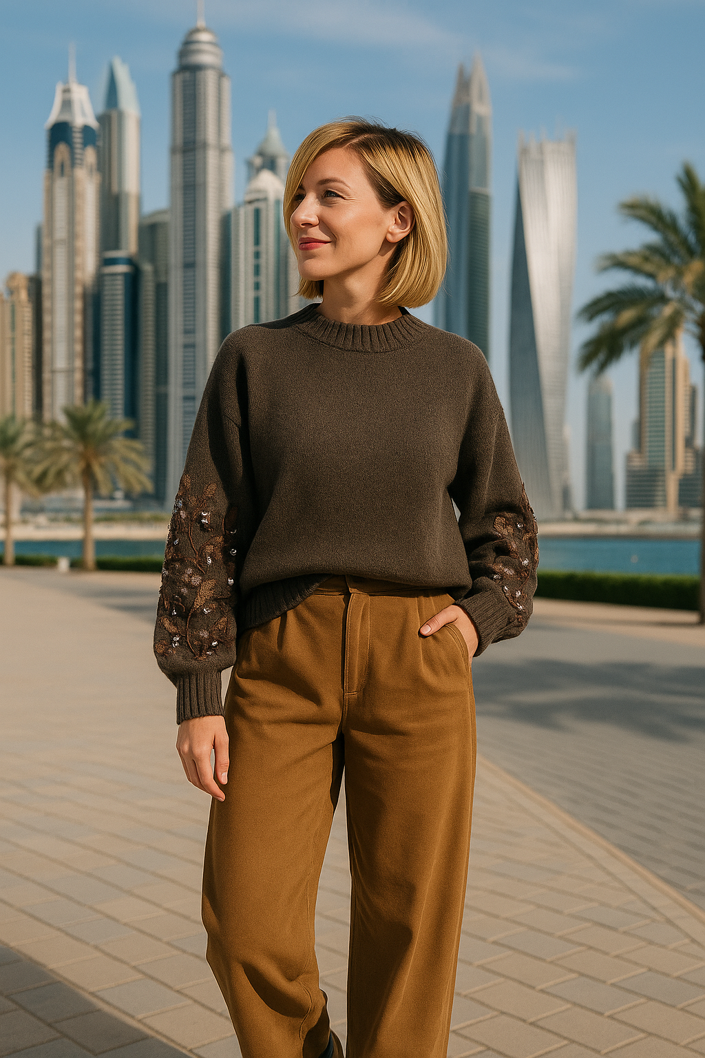 Pull chocolat strass 