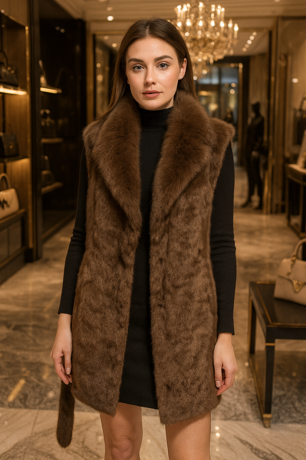 Gilet marron fourrure