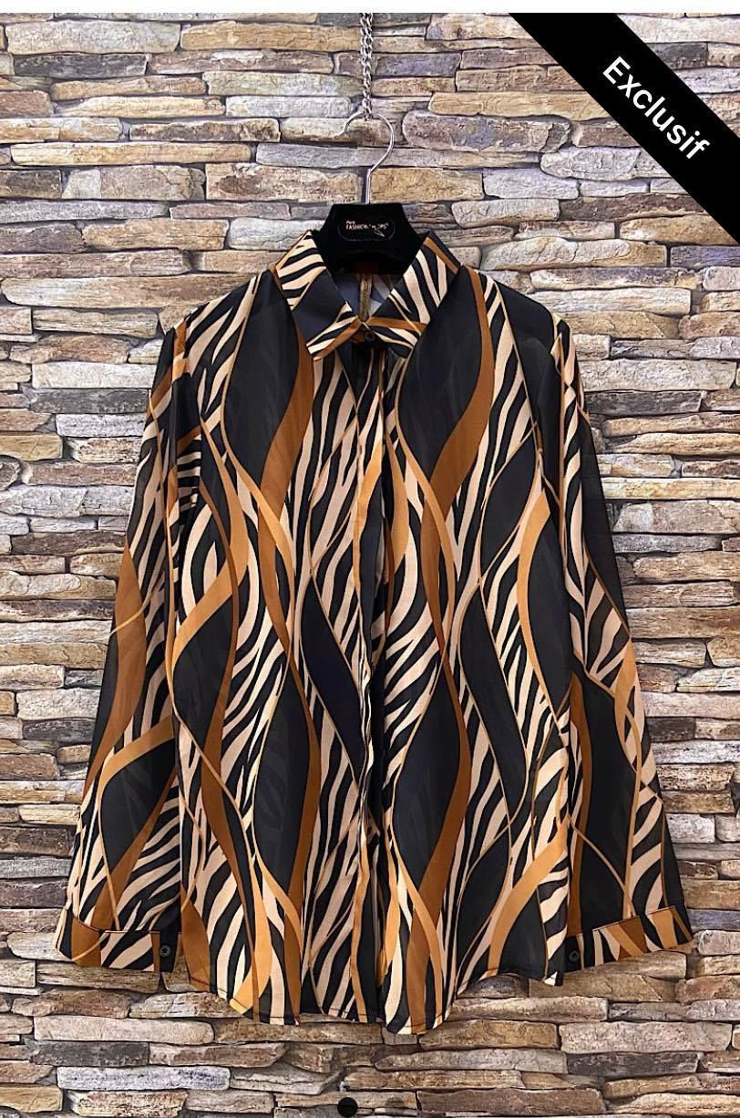 Chemise imprimée marron