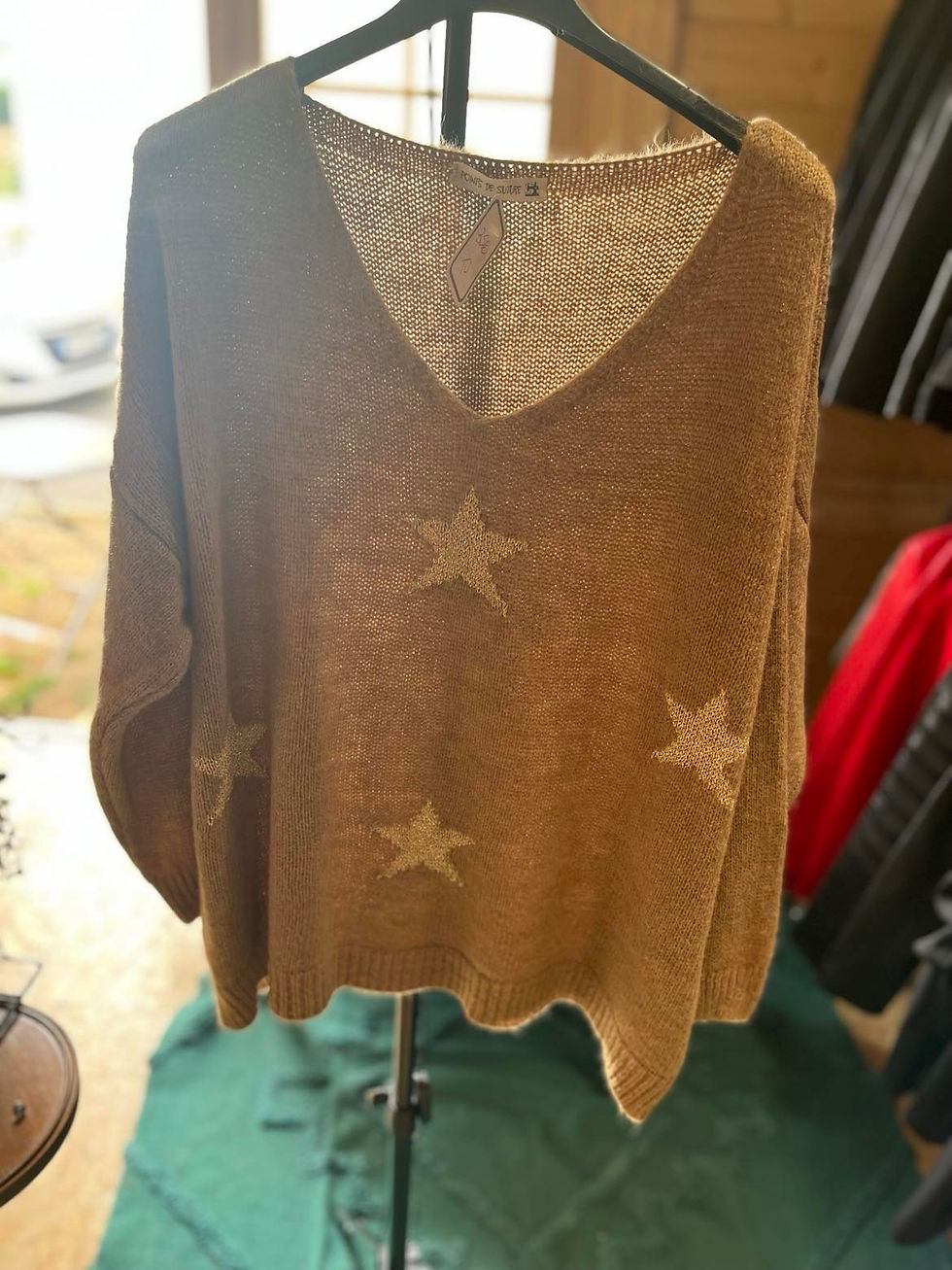 Miniature : Pull étoile camel et lurex