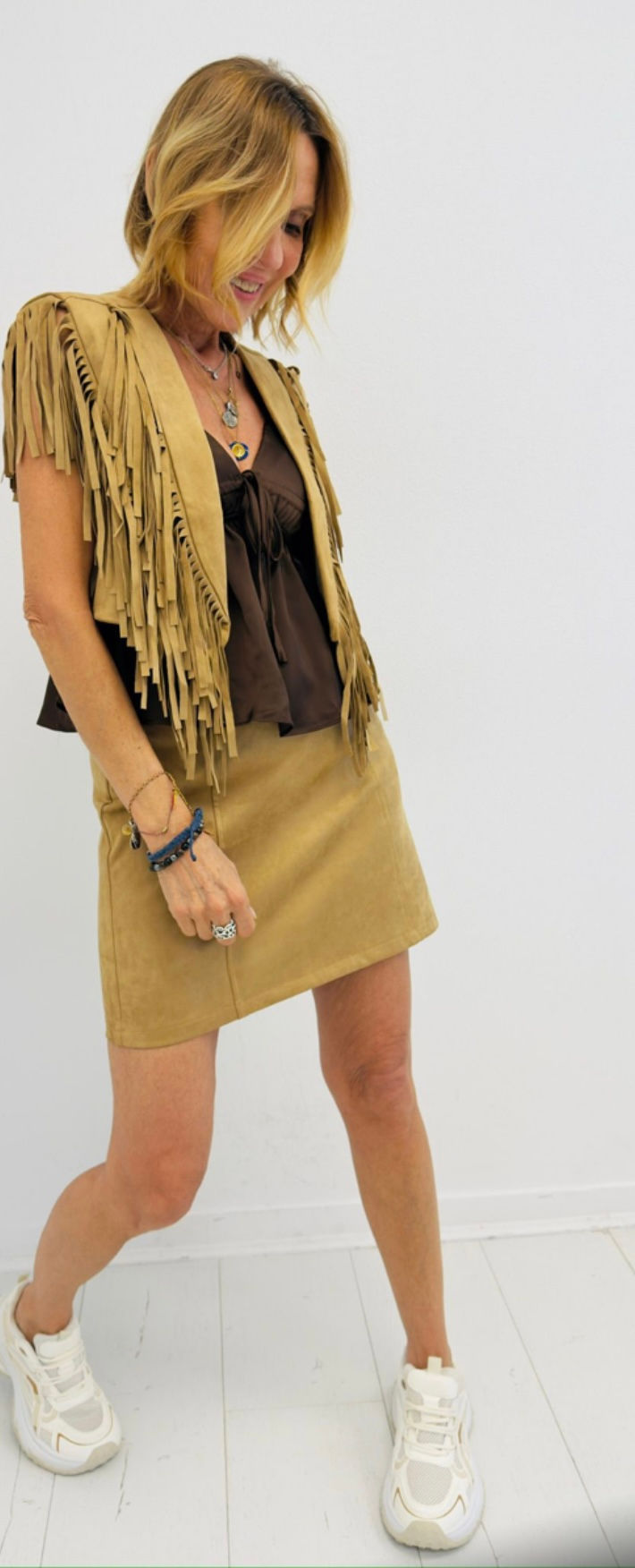 Veste à franges en suédine