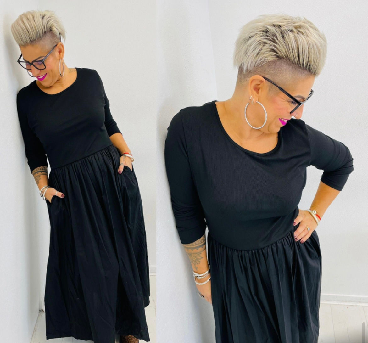 Robe 2 en 1 noire manches longues 