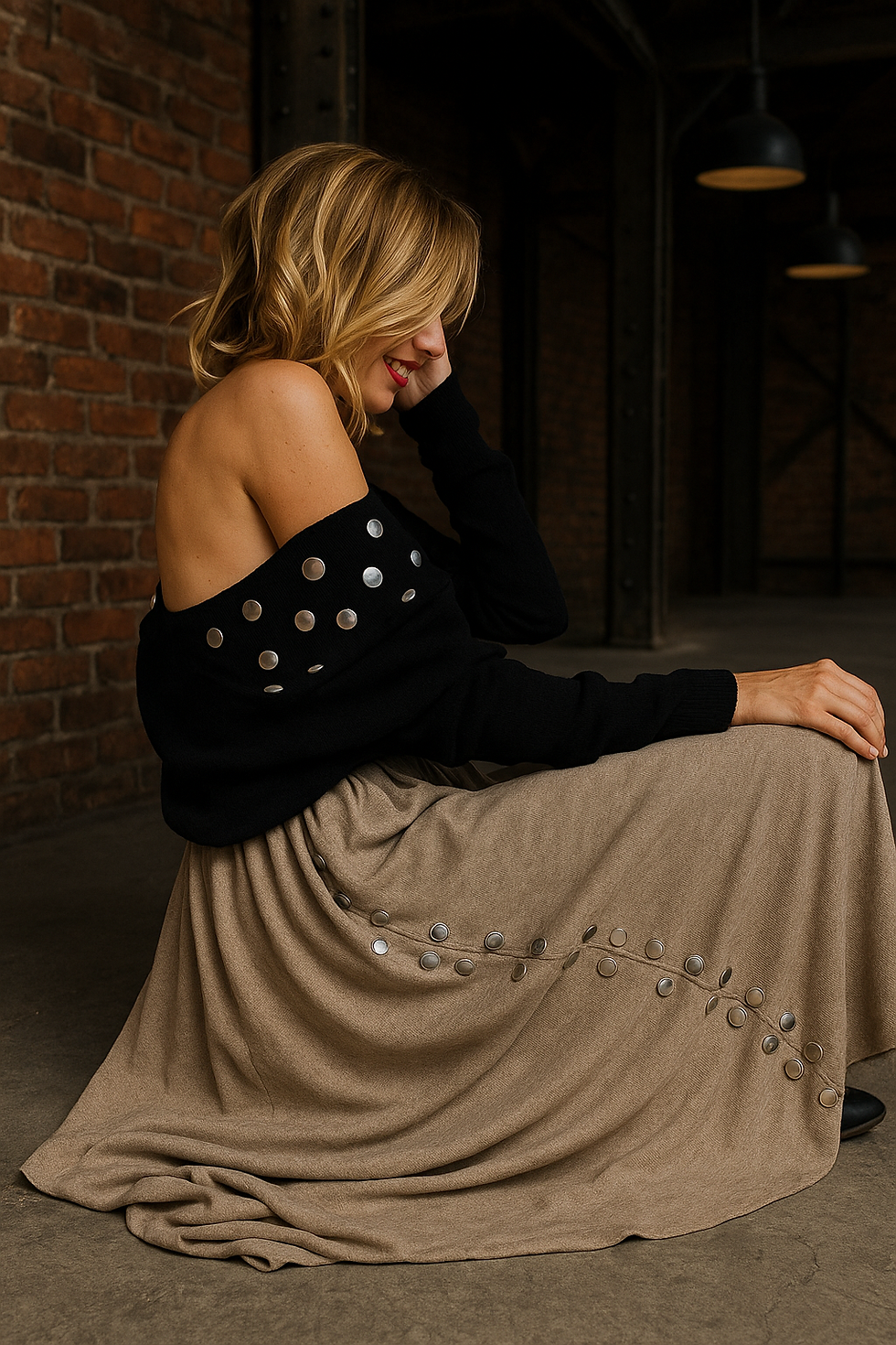 Pull noir clouté noir