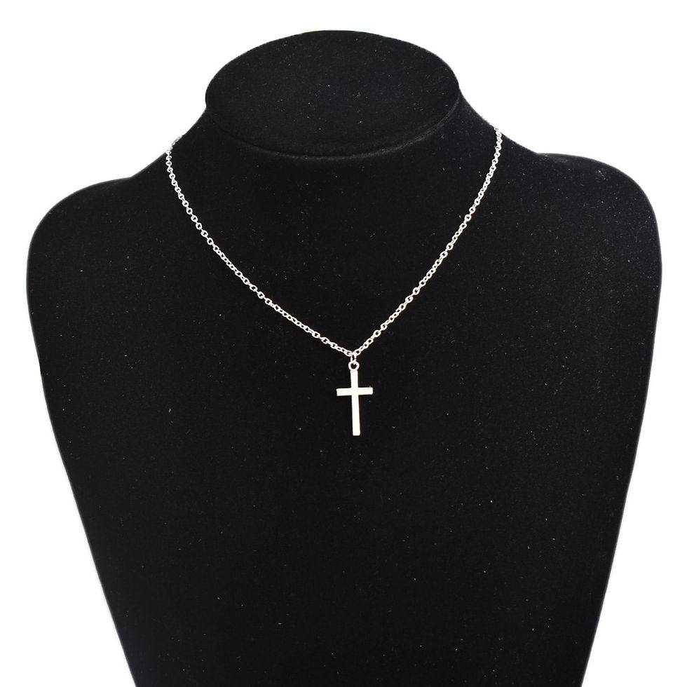 Thumbnail: Simple Cross Pendants Necklaces Women Silver Color Chain Choker Necklace
