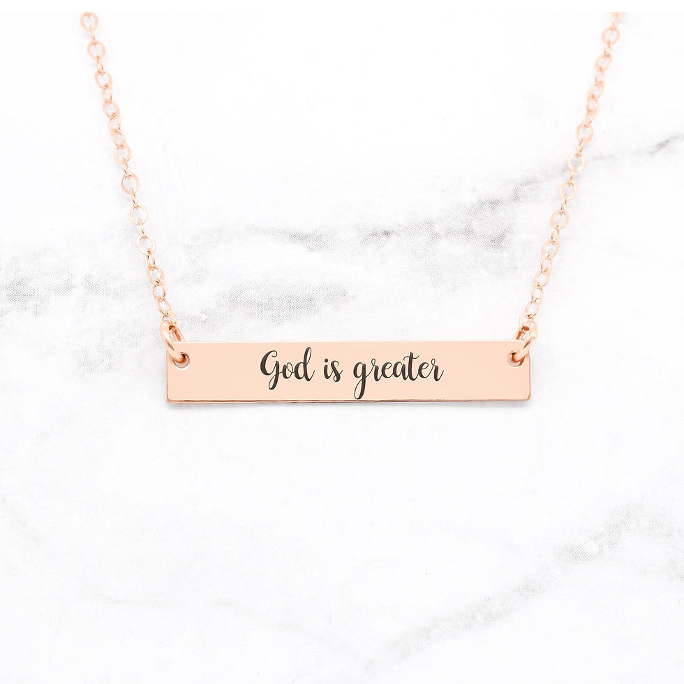 Thumbnail: God Is Greater Necklace - Sterling Silver Bar Necklace