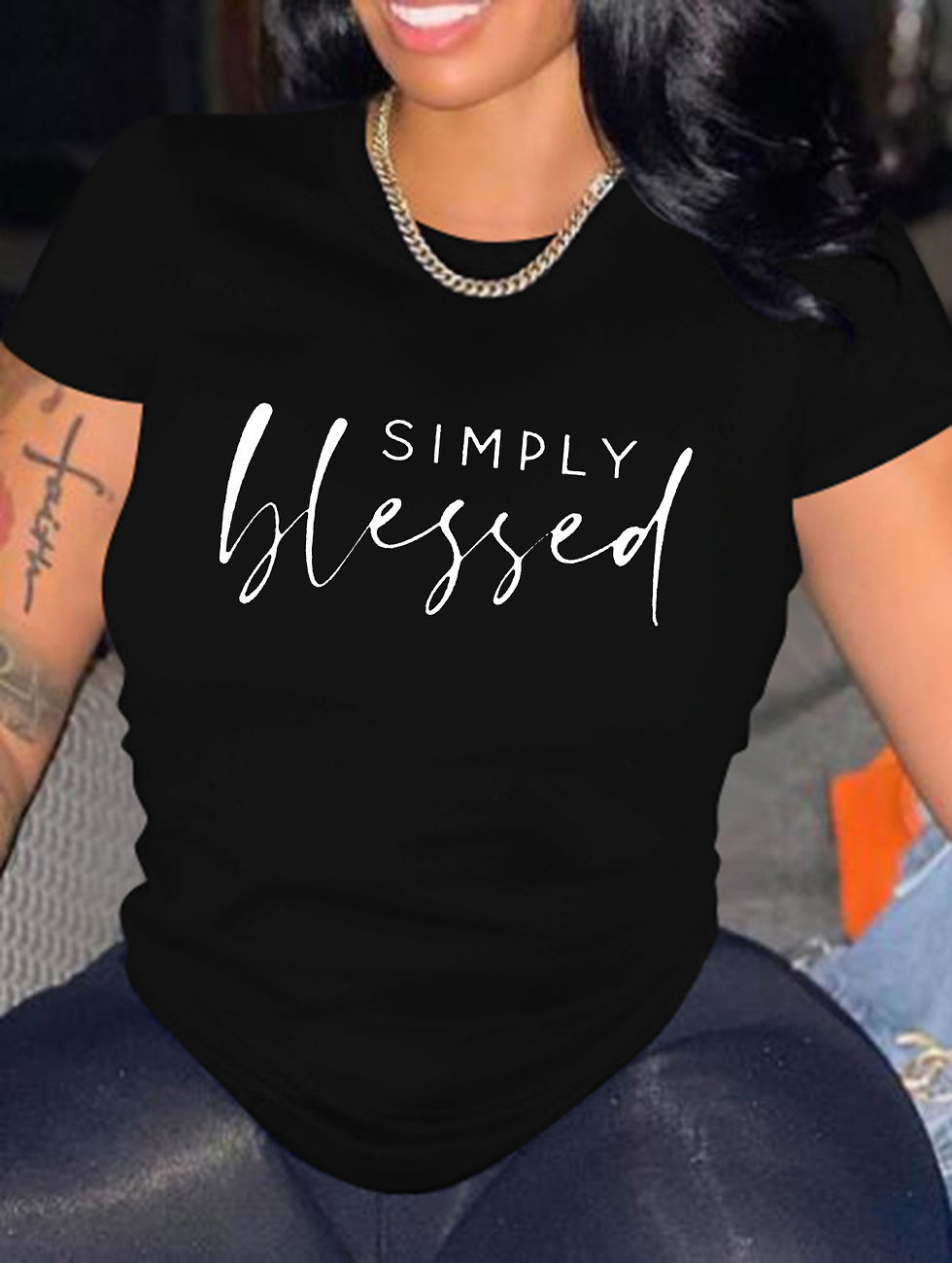 Thumbnail: Blessed Heart Christian Church T-Shirt Women Short Sleeve Hipster Easter Tee