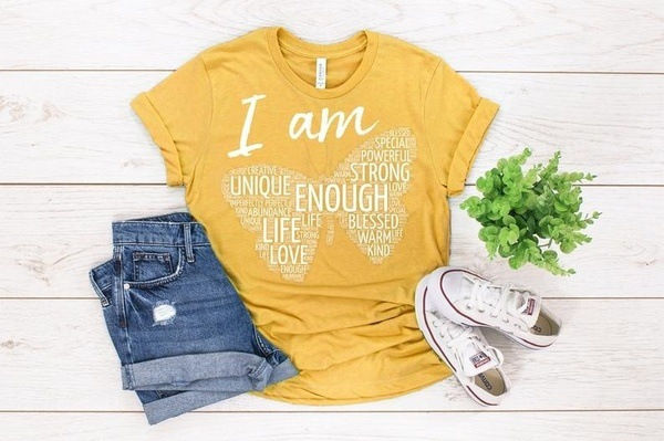 Thumbnail: I Am Enough Christian Butterfly Letter Printed T-Shirt Tee Summer Casual Wear