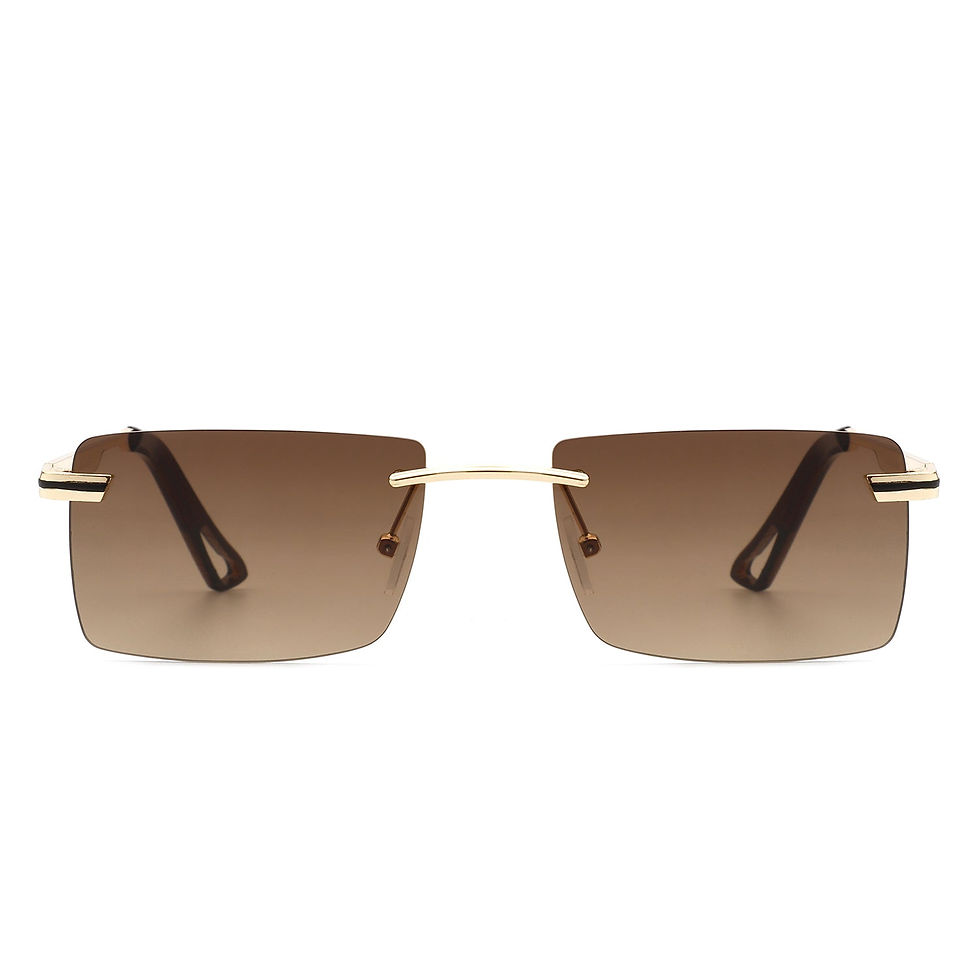 Thumbnail: Vibrante - Rectangle Rimless Retro Tinted Fashion Flat Top Sunglasses