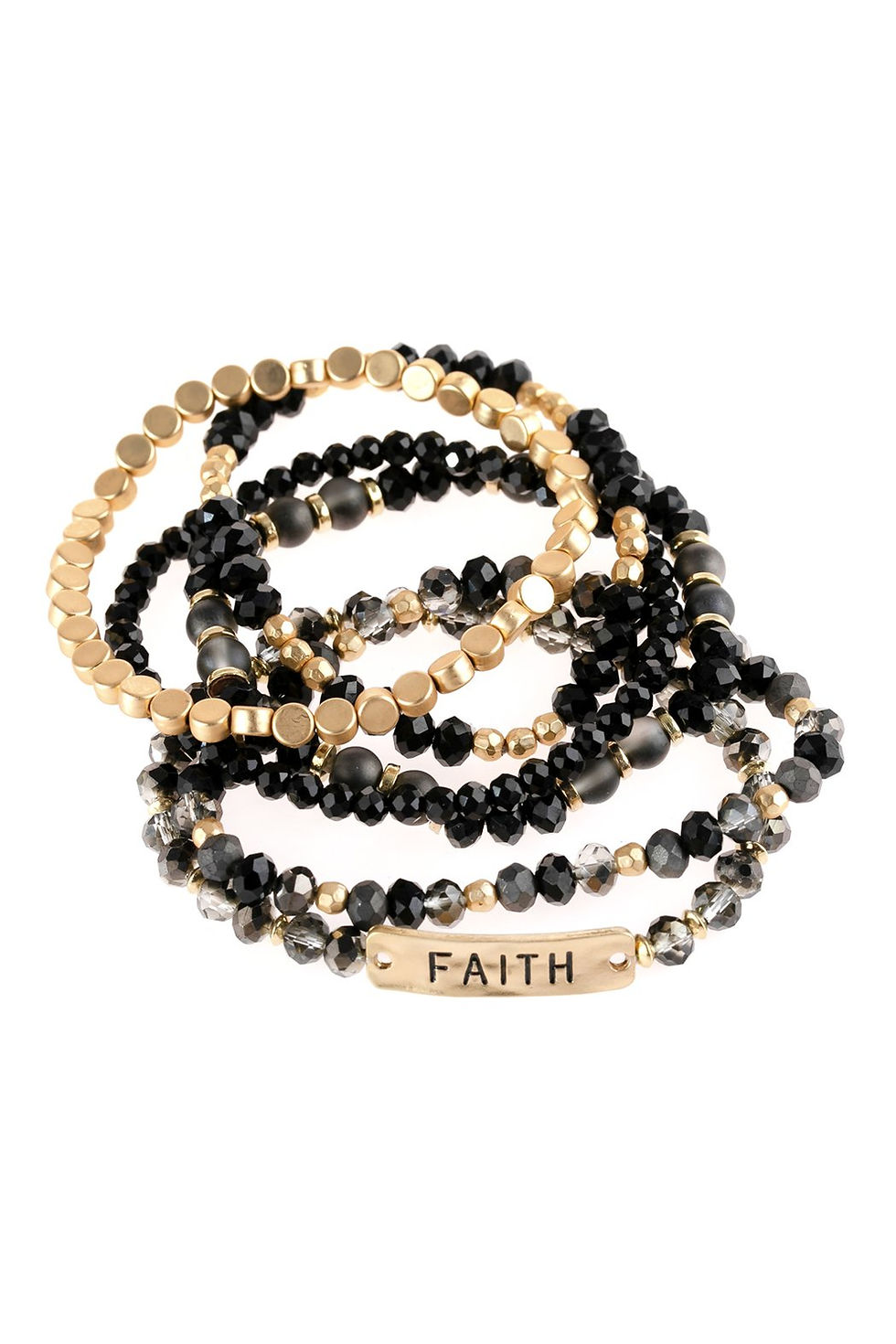 Thumbnail: "Faith" Charm Mixed Beads Bracelet