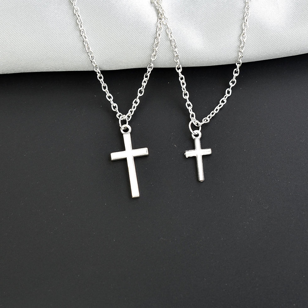 Thumbnail: Simple Cross Pendants Necklaces Women Silver Color Chain Choker Necklace