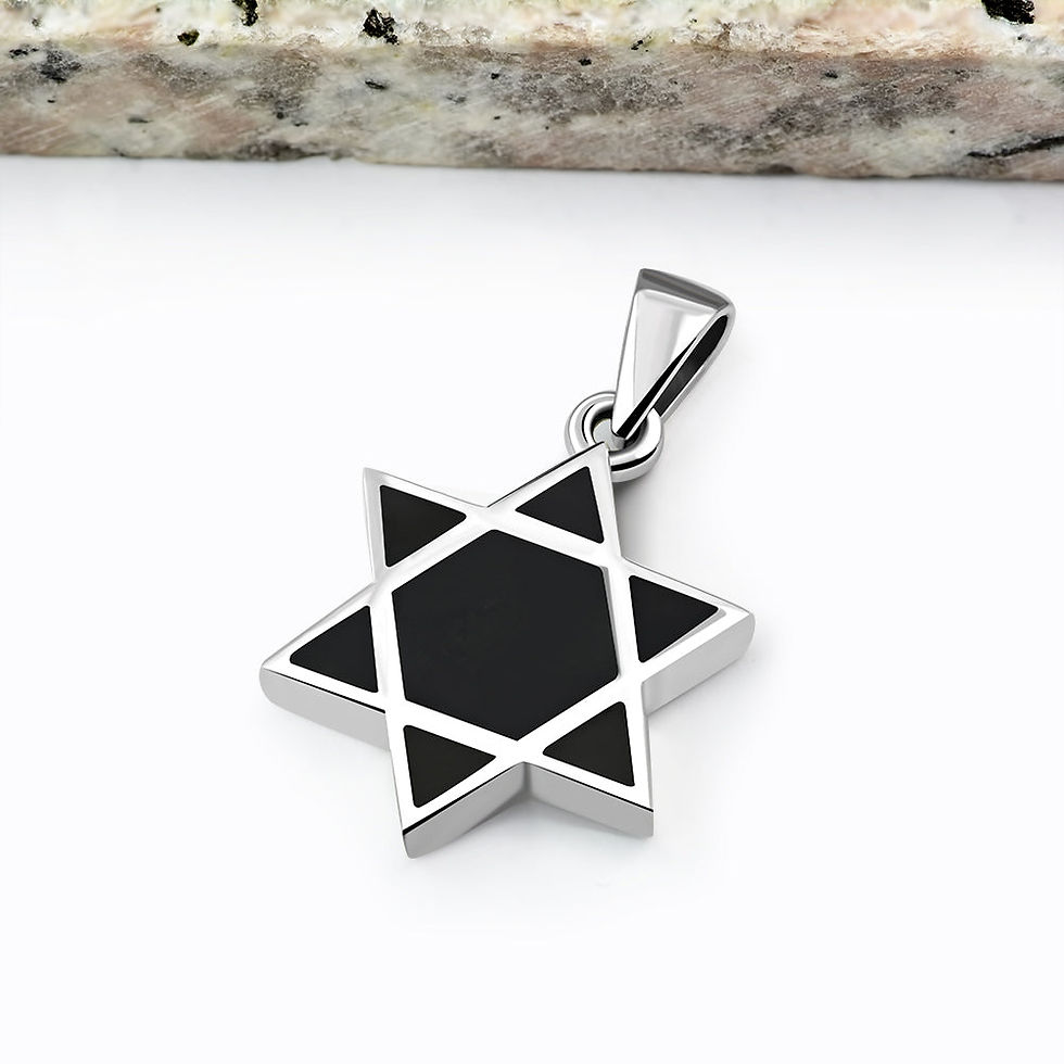 Thumbnail: Black Onyx Star of David Silver Pendant